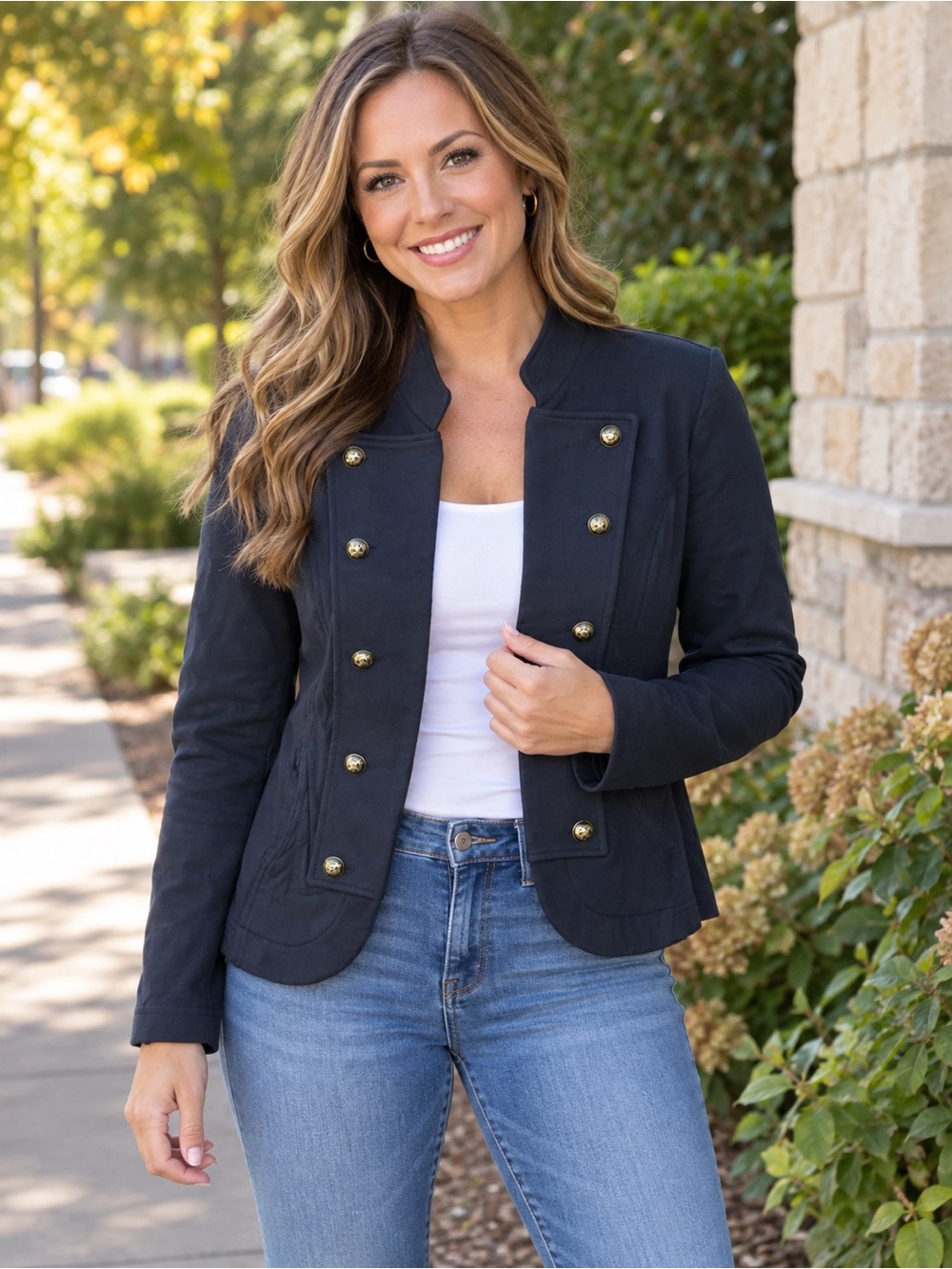 Tommy Hilfiger Navy Military-Style Blazer Jacket – Women’s Medium